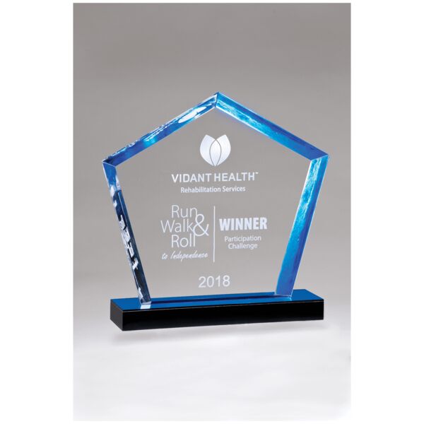 7" x 8" Diamond Series Acrylic Award with Accent Mirror-Topped Base Thumbnail