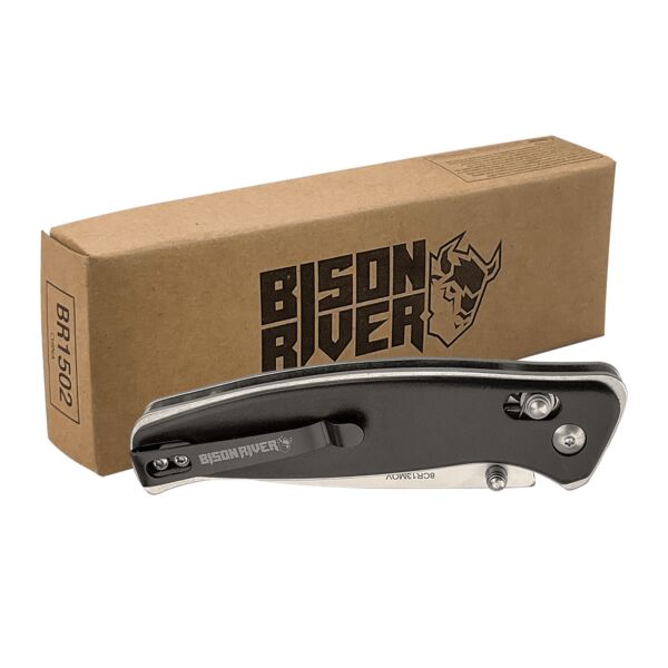 Bison River 4 1/2" Button Lock Folding Knife with Clip Thumbnail