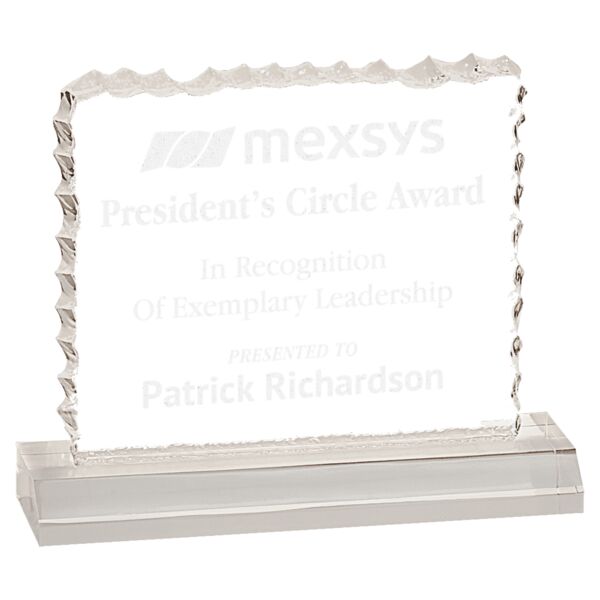 4 1/2" x 3 1/2" Cracked Ice Acrylic Blank with Base Thumbnail