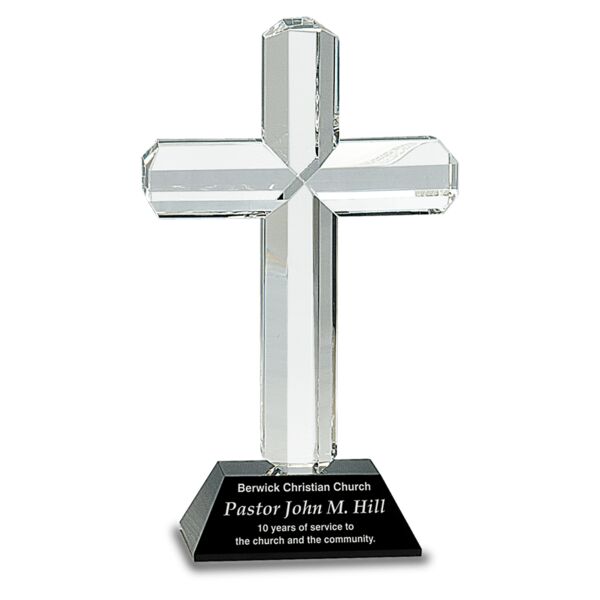 8 1/2" Crystal Cross on Pedestal Base Thumbnail