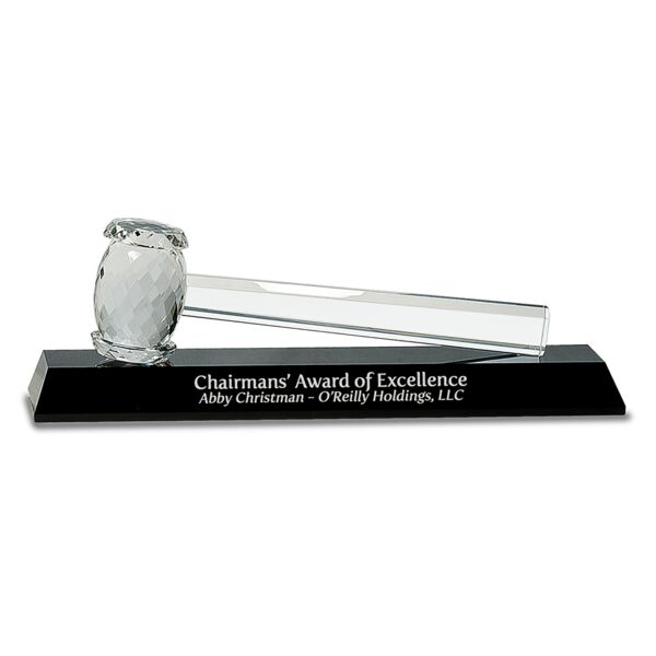 13 7/8" x 4 1/4" Crystal Gavel on Base Thumbnail