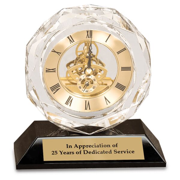 5 3/4" Crystal Clock on Pedestal Base Thumbnail