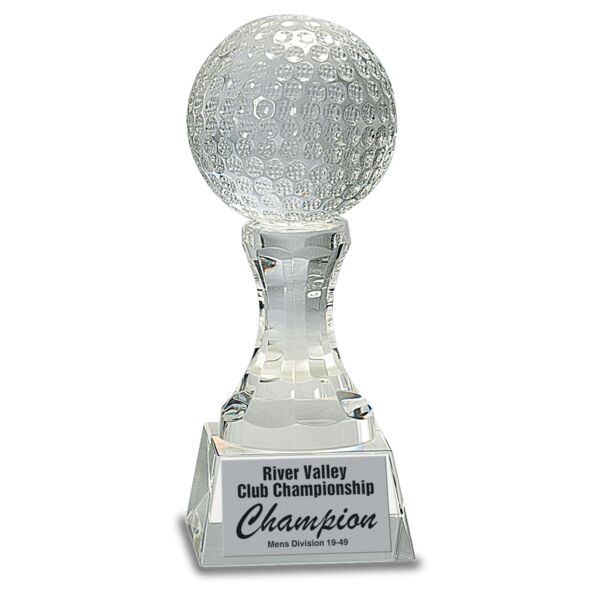 7 3/4" Crystal Golf Ball on Pedestal Base Thumbnail