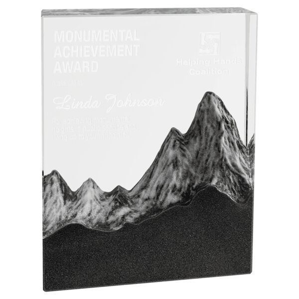 5 7/8" x 7 3/4" Crystal Rectangle with Embedded Resin Mountain Scene Thumbnail