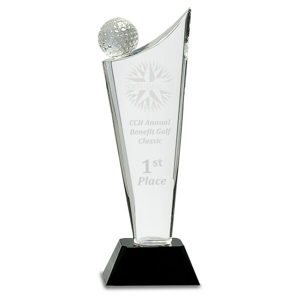 10 3/4" Crystal Golf Wave on Pedestal Base Thumbnail