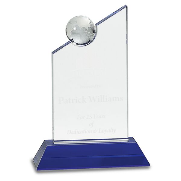 8 1/4" Crystal with Inset Crystal Globe and Base Thumbnail