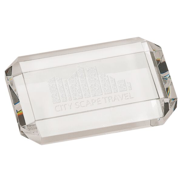 4" x 2 3/4" Crystal Rectangle Paperweight with Clipped Corners Thumbnail