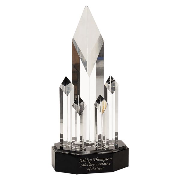 11" Crystal 5 Rising Diamonds on Pedestal Base Thumbnail