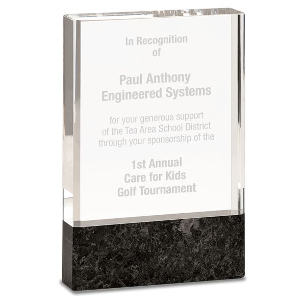 4" x 6" Fusion Crystal Award with Genuine Marble Thumbnail