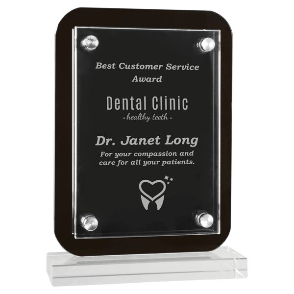 5 1/2" x 7 3/4" Floating Glass Standup Plaque Thumbnail