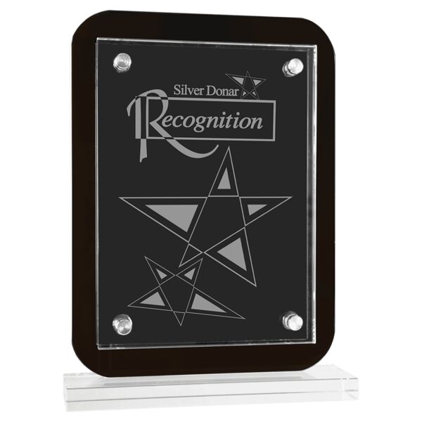 7 1/2" x 10" Floating Glass Standup Plaque Thumbnail