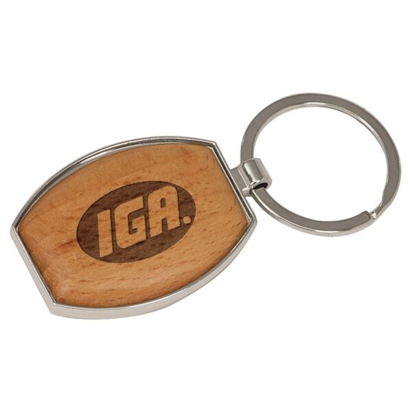 1 1/2" x 1 15/16" /Wood Laserable Oval Keychain Thumbnail