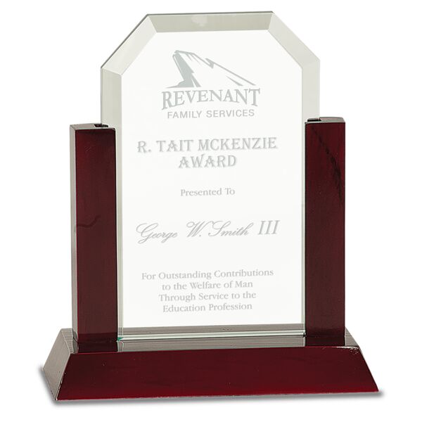 7" Gateway Jade Clip Corner Glass Award with Finish Base Thumbnail