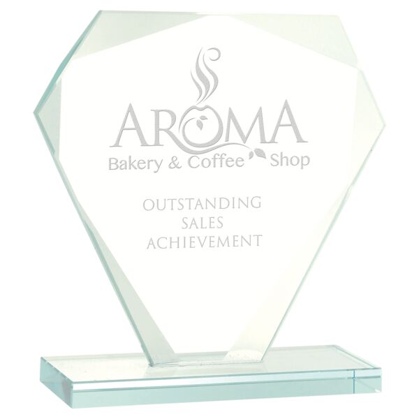 5 1/2" Cut Diamond Jade Glass Award Thumbnail