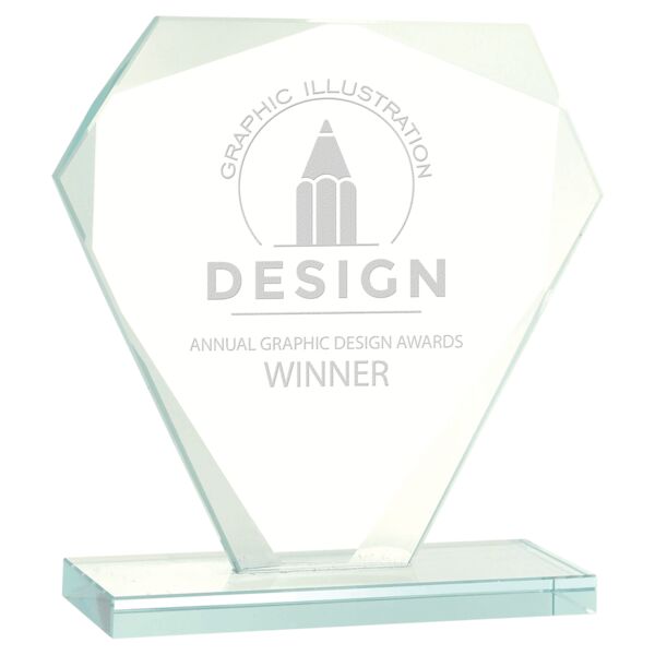 7" Cut Diamond Jade Glass Award Thumbnail