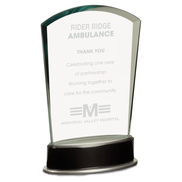 8 3/4" Jade Fan Metro Glass with and Piano Finish Base Thumbnail