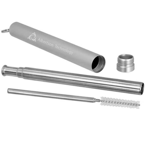 9 1/4" Collapsible Metal Straw with Case and Cleaning Brush Thumbnail