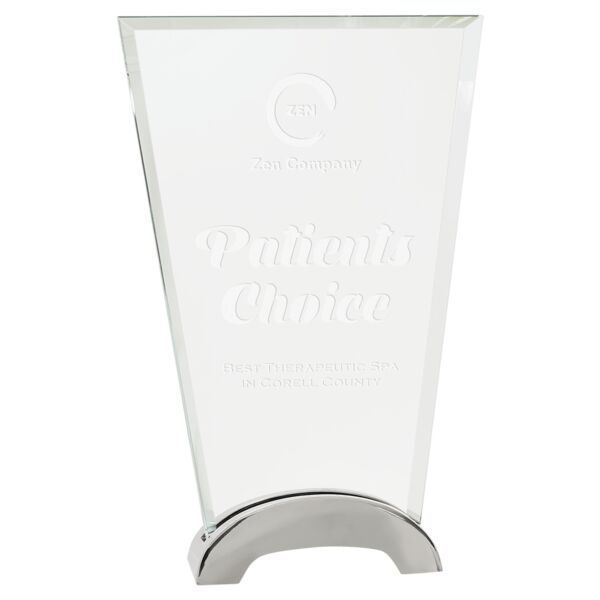 8 1/2" Fan Platinum Glass with Arch Metal Base Thumbnail