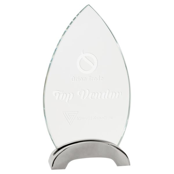 7 1/2" Oval Platinum Glass with Arch Metal Base Thumbnail