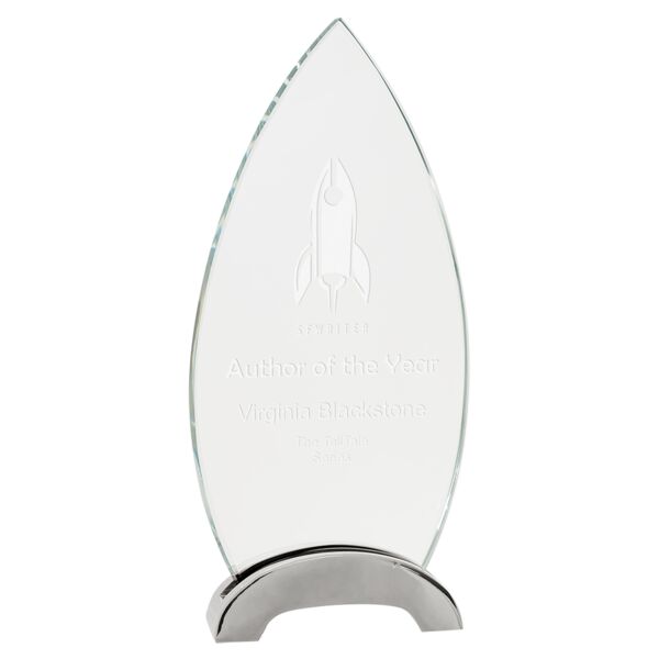 9 1/4" Oval Platinum Glass with Arch Metal Base Thumbnail