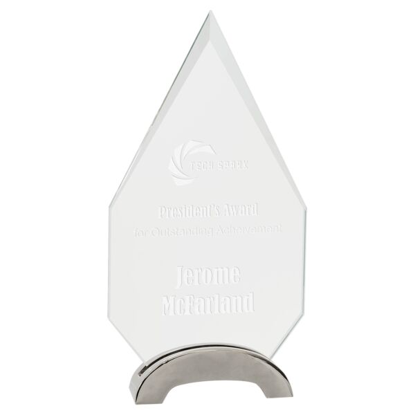 9 1/4" Diamond Platinum Glass with Arch Metal Base Thumbnail