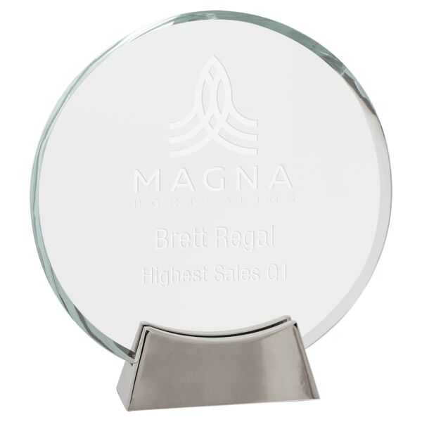 7 1/4" Round Platinum Glass with Full Metal Base Thumbnail