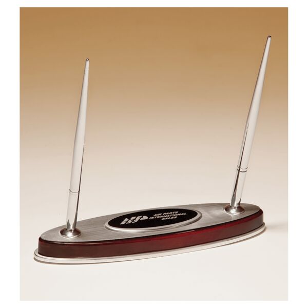 6 1/2" x 7 3/8" Piano Finish Pen Set with Aluminum Accents Thumbnail