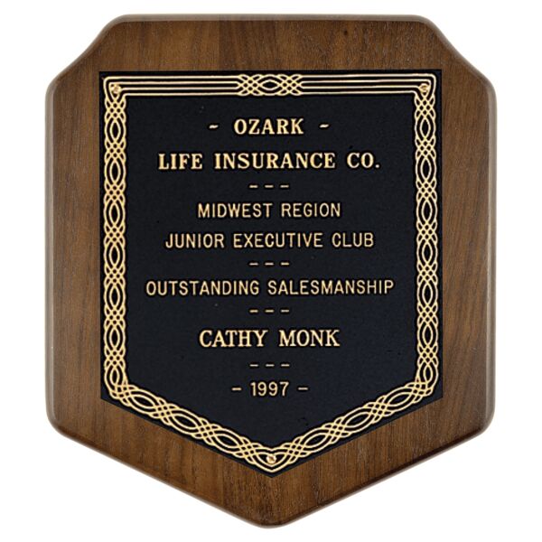 7" x 8" Jewelers Laserable Border Plate on an American Plaque- Sheffield Series Thumbnail