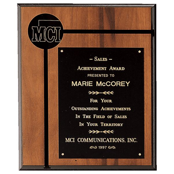 12" x 14" American Routed Plaque w/ Brass Plate and 2 1/2" Brass Disc Thumbnail