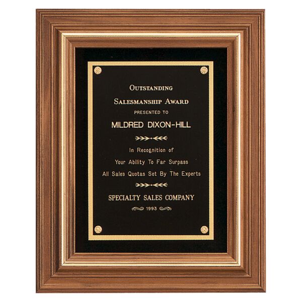 12" x 14" American Framed Plaque w/ Trim & Velour Back, Brass Plate Thumbnail