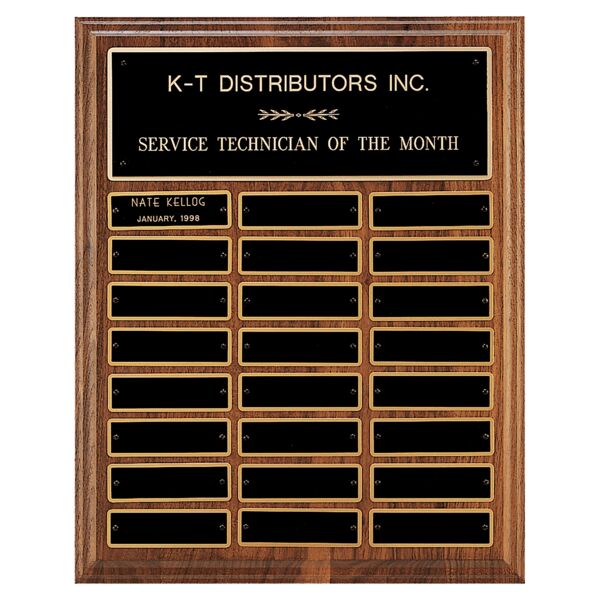 12" x 15"/Plates 1" x 3 1/4" Step-Edge 24 Plate Perpetual Plaque with Brass Plate Thumbnail
