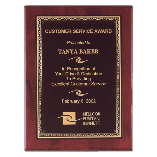 8" x 10" Airflyte Premium Piano Finish Plaque with Florentine Border Laserable Brass Plate Thumbnail