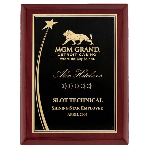 9" x 12" Airflyte Premium Piano Finish Plaque with Shooting Star Accent Engraving Plate Thumbnail