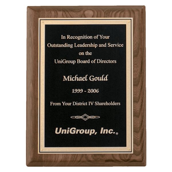 7" x 9" Airflyte Piano Finish Plaque with Textured FLorentine Border LaserFX Plate Thumbnail