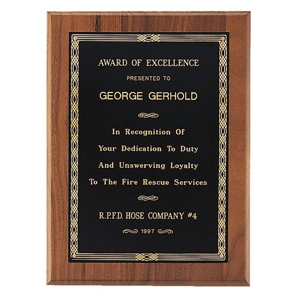 6" x 8" Jewelers Laserable Border Plate on an American Plaque - Sheffield Series Thumbnail