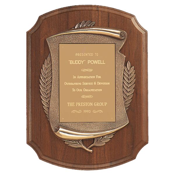 11" x 15" American Notch Corner Plaque w/Antique Scroll/Brushed Brass Plate Thumbnail