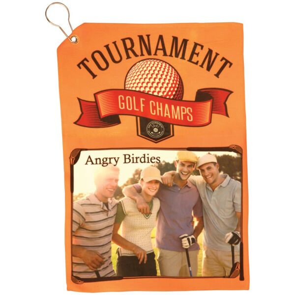 12" x 17 1/2" Sublimatable Golf Towel with Grommet and Clip Thumbnail