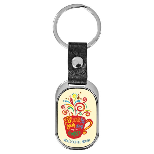 3 5/8" x 1 3/8" Oval Sublimatable Keychain with Insert Thumbnail