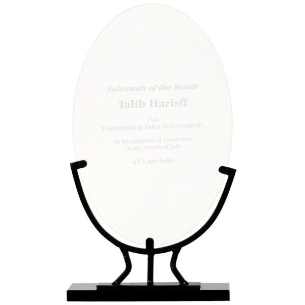 10 1/4" Oval Vintage Glass with Iron Base Thumbnail