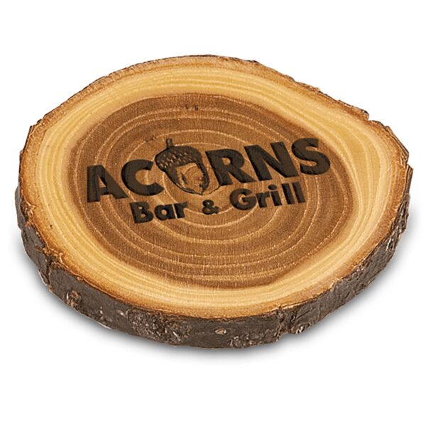 4" Old West Log Elmwood Coaster Thumbnail