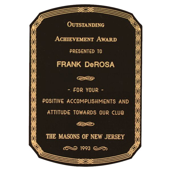 3 5/8" x 5 5/8" Laserable Brass Clip Corner Radius Top and Bottom Plate with Design Border Thumbnail