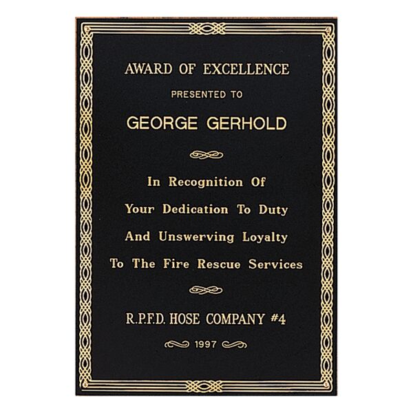 6" x 8" Laserable Brass Plate with Design Border and Four Holes Thumbnail