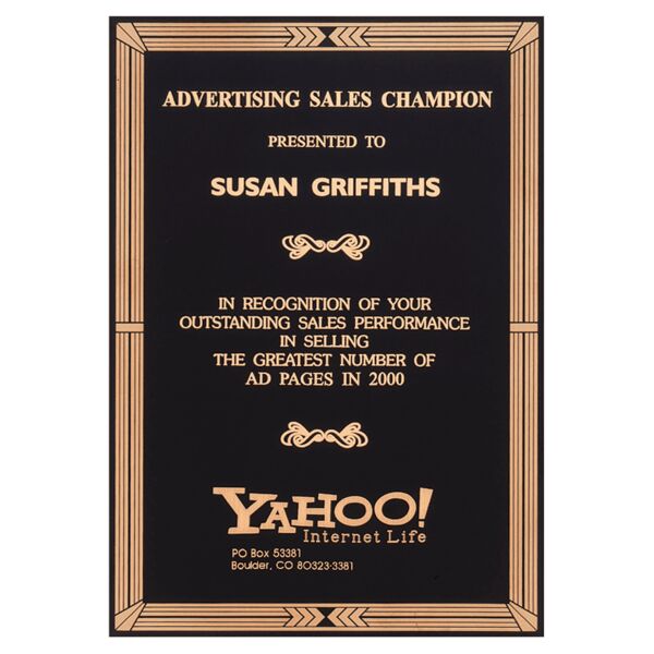 5 1/4" x 7 1/4" Laser Engravable Brass Plate with Southwestern Design Border Thumbnail