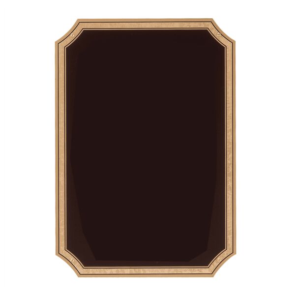 7" x 10" Polished Brass Plated Steel Plate with Four Holes, Notched Corners, and Florentine Border Thumbnail