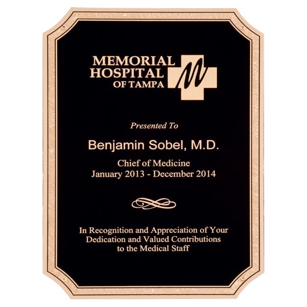 5 1/4" x 7 1/4" LaserFX Notched Corner Plate with Florentine Border, Textured Center and Four Holes Thumbnail