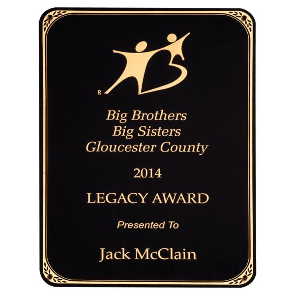 7" x 10" LaserFX Leaf Rounded Corner Plate with Border and Four Holes Thumbnail