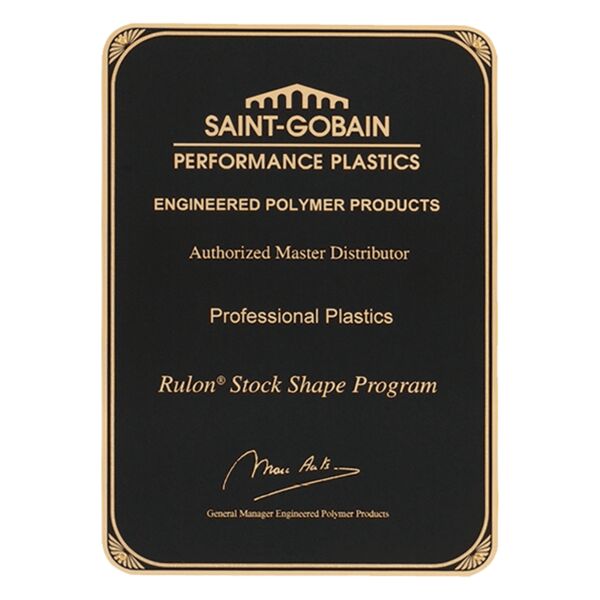 6" x 8 1/2" Laser Engravable Brass Plated Steel Radius Corner Starburst Plate with Border and Four Holes Thumbnail