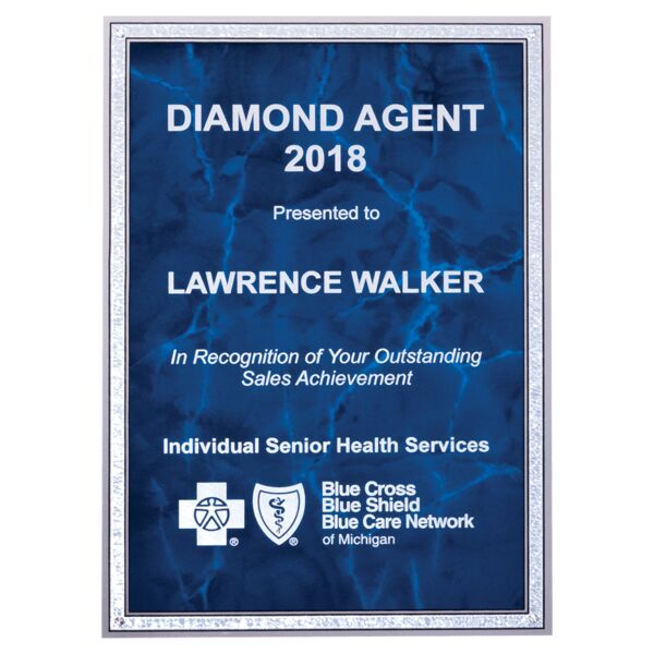 5 1/4" x 7 1/4" Sapphire Marble Laserable Aluminum Plate with Border Thumbnail