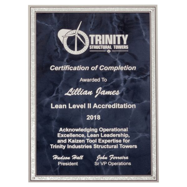 7" x 10" Marble Laserable Aluminum Plate with Border and Four Holes Thumbnail