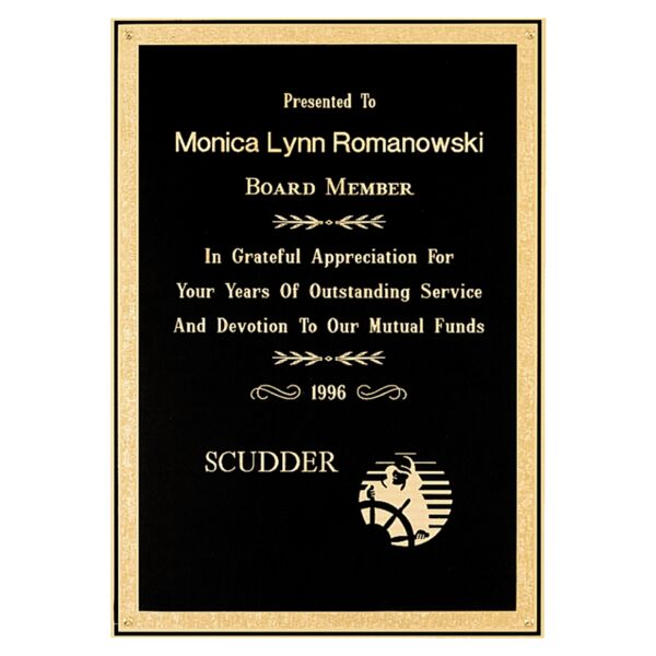 6 1/4" x 8 3/4" Airflyte Brass Plated Steel Plate with Florentine Border and Four Holes Thumbnail